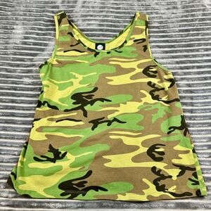 Rothco Camouflage Tank Top Green Brown Woodland Camo Sleeveless Shirt Size L